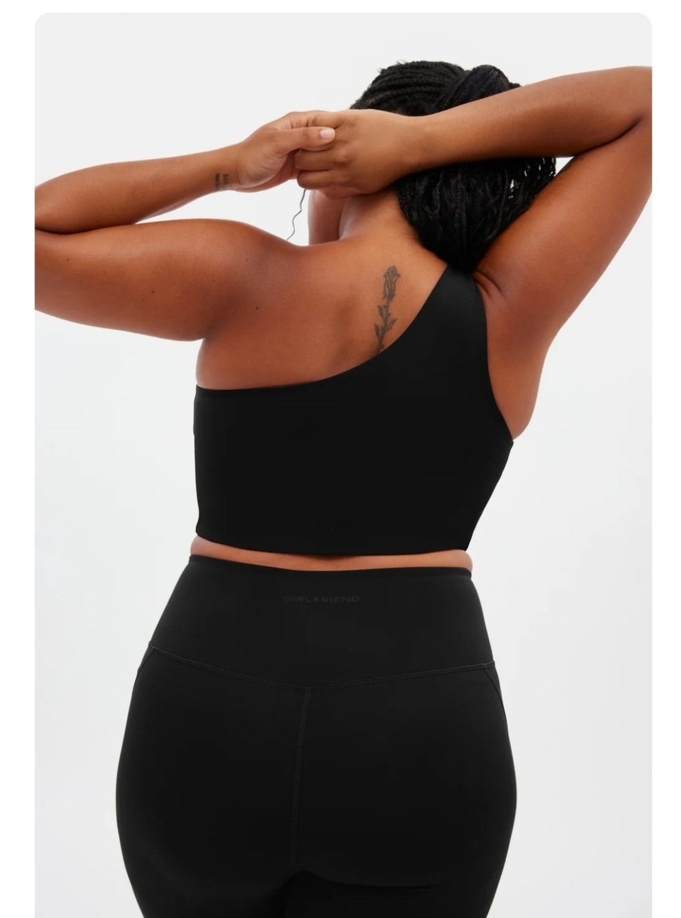 Girlfriend Collective Black Bianca One Shoulder Sports Bra Large - Picture 2 of 13
